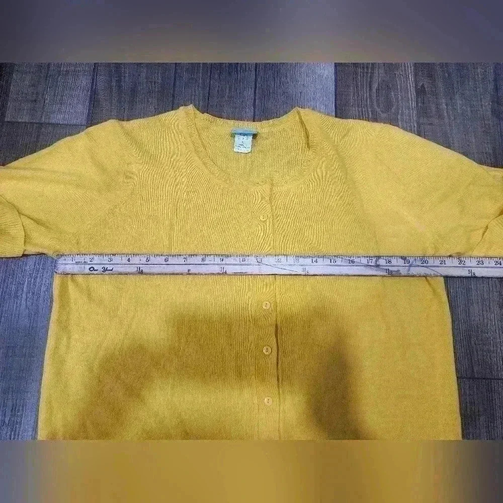 Sara Morgan Yellow Knit Button Front Cardigan Sweater Women’s Size Large - Picture 6 of 7